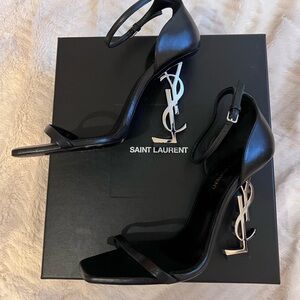 Saint Laurent Black Strappy Heel Sandals